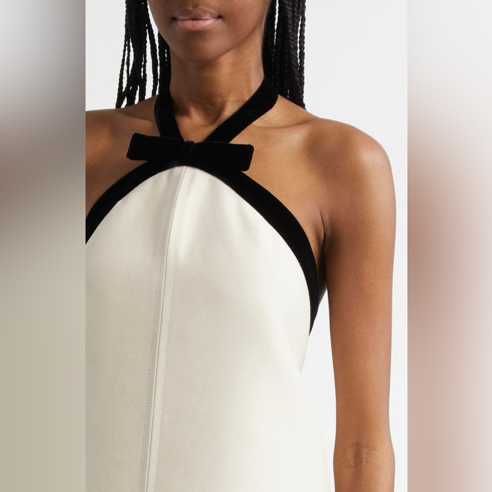 Sonya Moda Kiana Midi Dress with Halter Bow  in Black & White Size S NWT